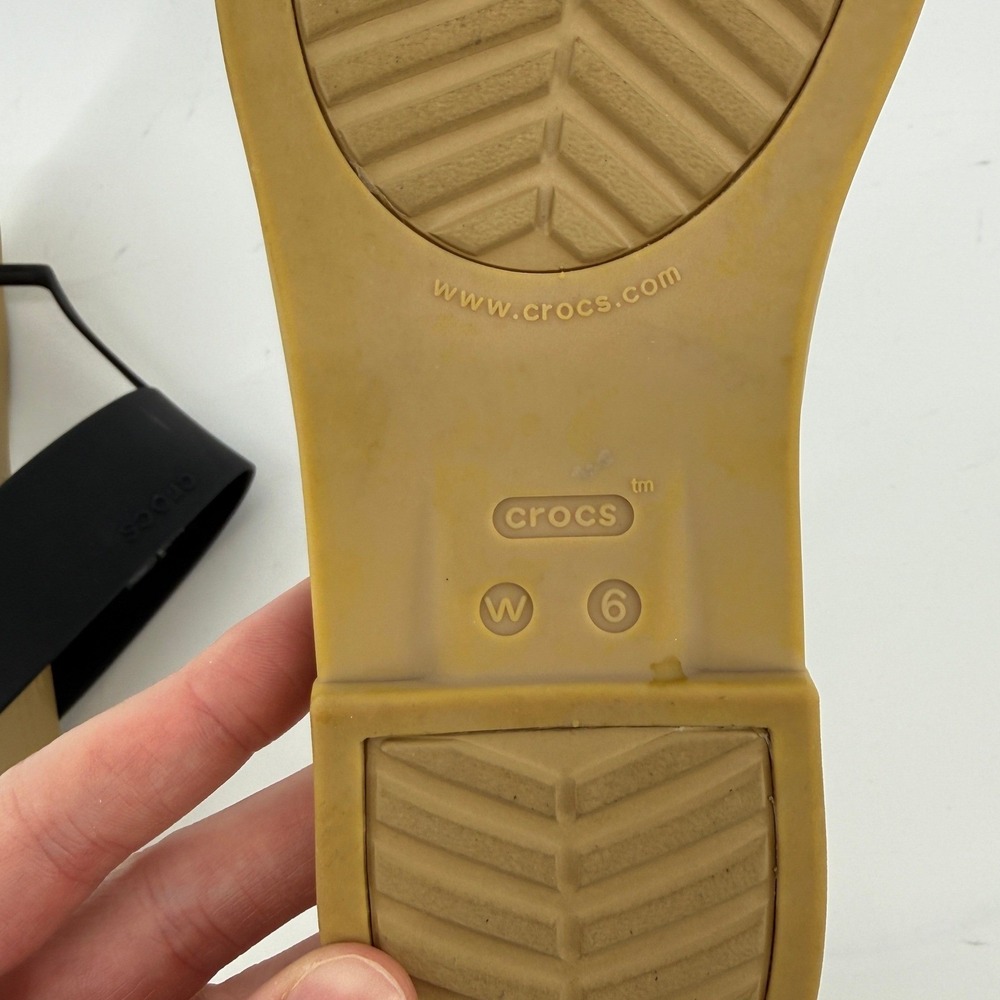 Crocs Tulum Flip Flop Sandal Tan Black Women 6 Slip On Casual Comfy Beach Vacay - Picture 8 of 9